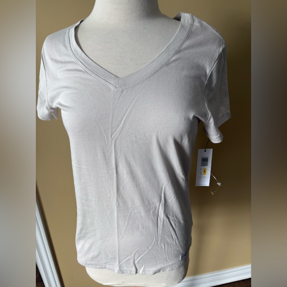Calvin Klein Women's V-Neck Tee - Beige